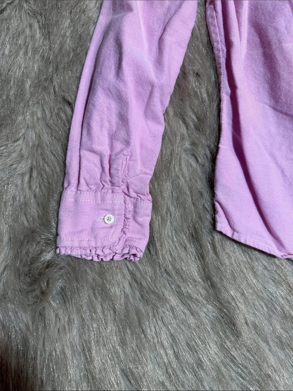 Ralph Lauren Light Pink Ruffle Collar Button Down Shirt